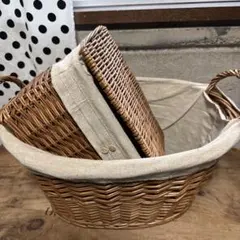 ラタンカゴ2個　収納　バスケット　シャビーシック