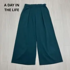 A DAY IN THE LIFE ポンチ タック ガウチョパンツ グリーン