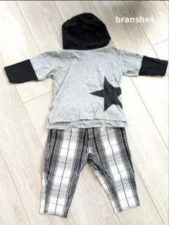 branshes フード付き星柄Tシャツとチェックパンツセット