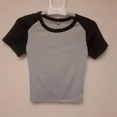グレー/ブラック ラグランスリーブ Tシャツ M