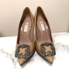 【美品】DIANA ビジューパンプス エナメル 24 結婚式