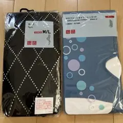UNIQLO ブラック ダイヤ柄 タイツ M/L &タイツトレンカブルー