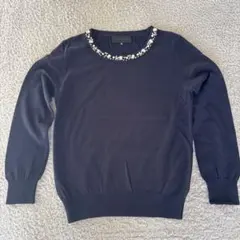 UNTITLED アンタイトル　ビジュー付き　ネイビー　カットソー　セーター