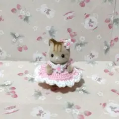 シルバニア ハンドメイド ピンク＆ホワイト 赤ちゃんドレス496のサムネイル
