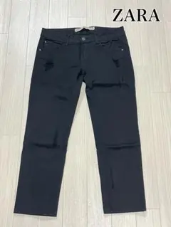 ZARA ブラックジーンズ　ダメージ加工　黒　M