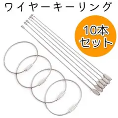 ワイヤーキーリング キーチェーン 10本 ロックワイヤー シルバー2203
