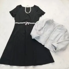 ドレスプラス　ツイードノーカラージャケット　ワンピース　フォーマルスーツ