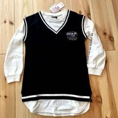新品　裏起毛　重ね着風長袖トップス　140