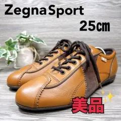 美品　ゼニア レザースニーカー　スウェード　ブラウン　カジュアル　２５　送料無料