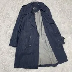 希少　美品　アクアスキュータム デニム トレンチコート ダブル　ロング丈　ベルト 希少 美品 アクアスキュータム デニム トレンチコート ダブル ロング丈