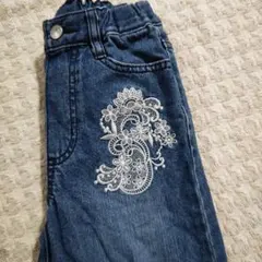 刺繍入りブルーデニムパンツ110cm