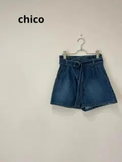 chico チコ　ハイウエストベルト付きデニムパンツ