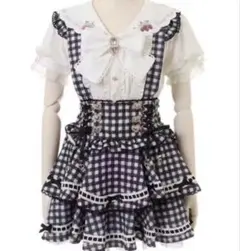 リズリサ　lizlisa　はしごリボンギンガムティアードスカパン　ブラック　新品