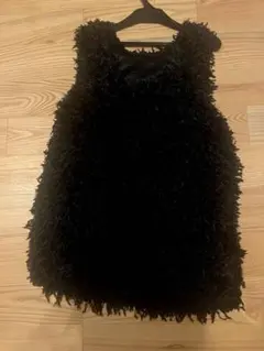 シャギーベスト　ブラック