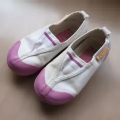 スリッポンスタイル 上履き ホワイト/ピンク　ムーンスター　うわぐつ　15.0