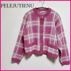 【PELEJUTIENU 】チェックニットカーディガン