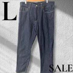 「即日発送」L UNIQLO ジーンズダークブルーストレートデニムパンツ