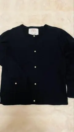 ZARA kidsニットカーディガン黒パール付き