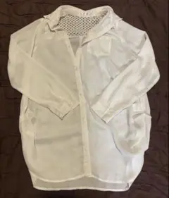 シースルーシャツ 白 長袖 ブラウス 透け感あり ロング丈