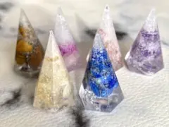 レジン盛り塩 ミニ六角錐オルゴナイト 6個