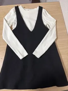 【kids】GU 140cm ジャンパースカート+長袖トップスセット