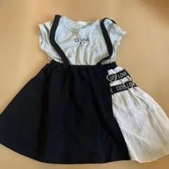 ストラップ付きワンピース 140サイズ 黒/水色