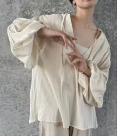 【selectmoca bySON】ボリュームスリーブリネンスキッパーシャツ