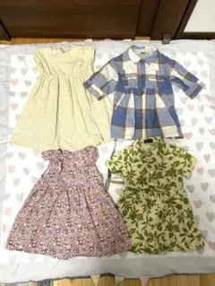 女の子 ワンピース 4点セット 80〜90cm 花柄 ナチュラル まとめ売りのサムネイル