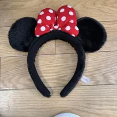 ミニーマウス カチューシャ 黒 赤 水玉