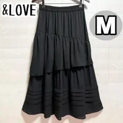 【美品】 &LOVE　アンドラブ　ロングスカート　M　フレア　ウエストゴム　黒