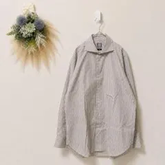 BEAMS F 日本製 ストライプシャツ スリムフィット 長袖 コットン 羽織のサムネイル