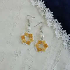 金木犀③〜タティングレースのピアス