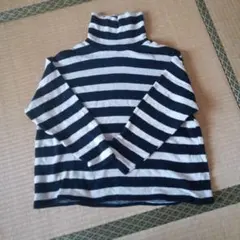 ZARA 黒と白のストライプ タートルネック M