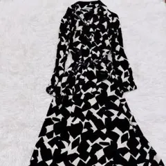 ZARA ザラ リボン紐付き モノトーンプリント シャツ ワンピース　黒