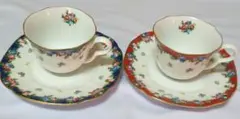 KENZO【ペアコーヒーカップ＆ソーサー】花柄　レッド＆ブルー　新品、未使用