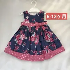 花柄 ベビーワンピース ノースリーブ リボン　6-12ヶ月のサムネイル