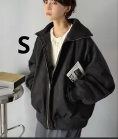 Java リブタートル オーバーサイズスウェードブルゾン ブラック Sサイズ