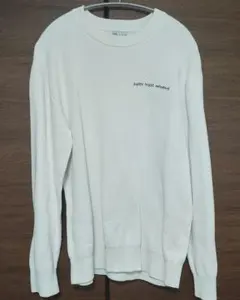 ZARA リブニット クルーネック ホワイト L