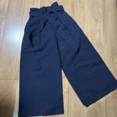 ナノ•ユニバース　ネイビー ワイドパンツ リボン付き