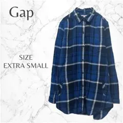 ギャップ 大人カジュアル レイヤード 小さいサイズ チェック柄 長袖シャツ XS