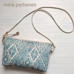 ミナペルホネン　スマホゆったりポシェット　シンフォニー　ブルー　猫さん　鳥さん