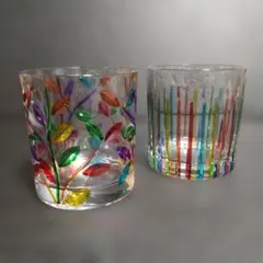 未使用 Murano Glass ペアロックグラス イタリア製