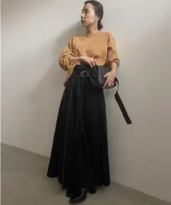 AMERI ブラック フレアスカート Ameri（アメリ）の「MEDI ASYMMETRY STITCH SKIRT（スカート）」 - WEAR
