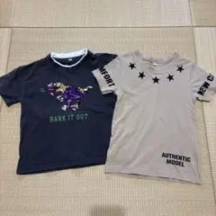 綿100！恐竜と星柄のTシャツ2枚セット（120・110）