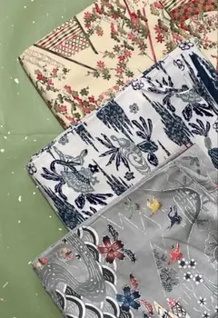 リメイク素材 正絹 小紋3枚まとめ売り／古典柄・和柄ミックス／KL027