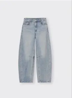【新品タグ付き】GU⭐︎バレルレッグジーンズ⭐︎丈長め⭐︎63ブルーM