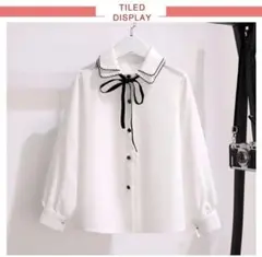 ホワイト 襟付き長袖シャツ 120