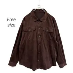 美品 Bou Jeloud スウェード調 オーバーサイズ シャツジャケット　F