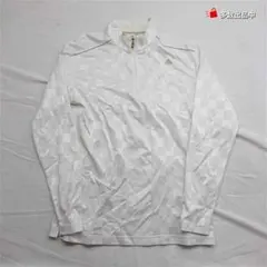 adidas チェック柄長袖ジップトップス ホワイト系 L メンズ