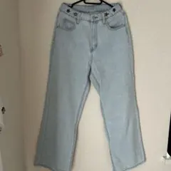 ライトブルー ワイドレッグデニム 星スタッズ付き（No.28）